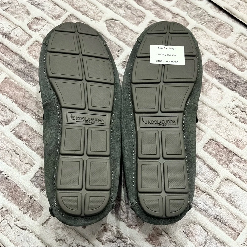 UGG Slippers Koolaburra Tipton Grey Faux Fur Slip On 1105893 Moccasins‎ Men’s 9